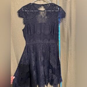 Navy Lace Mini Dress